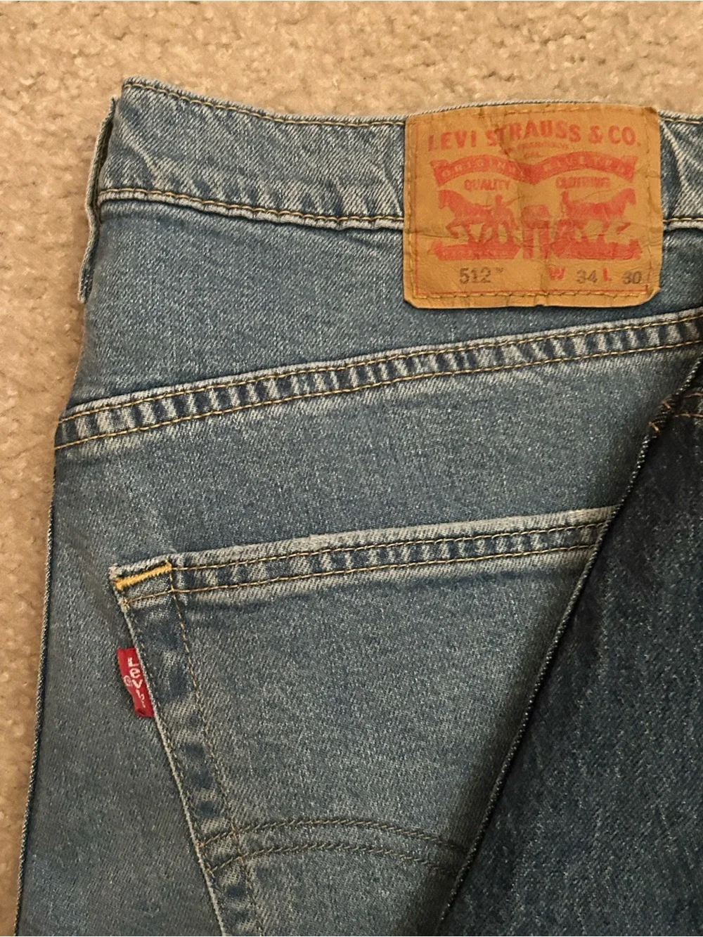 Lot Of 3 Levi’s 512 34x30 Denim Jeans Light and Dark Wash